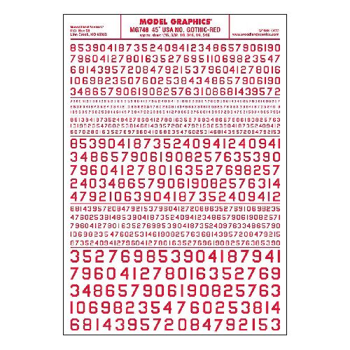 Woodland MG748 Zahlen, amerikanischer Typ, rot