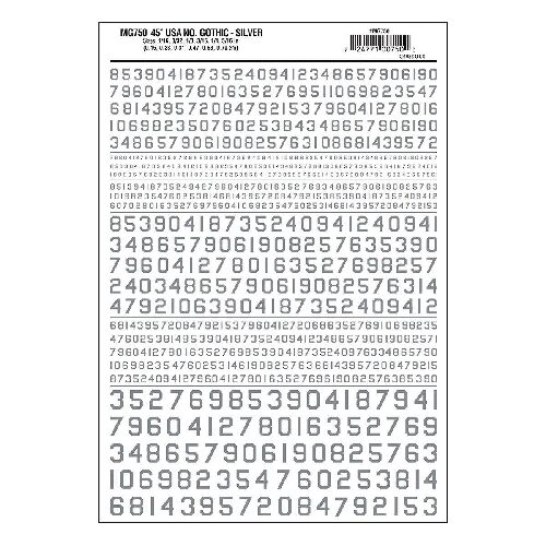 Woodland MG750 Zahlen, amerikanischer Typ, silber