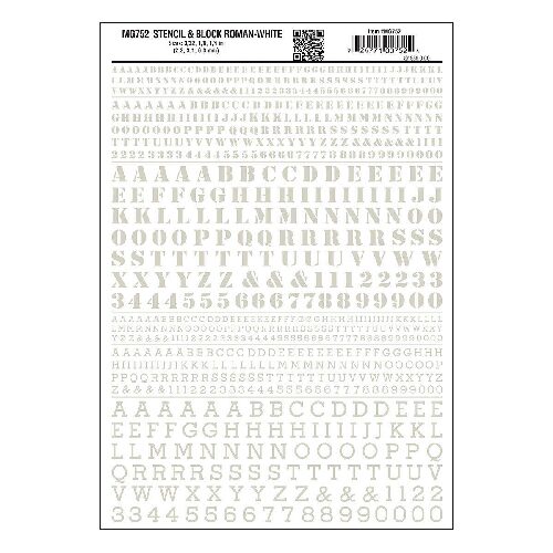 Woodland MG752 Buchstaben, Schablonen & Blockschrift, weiss