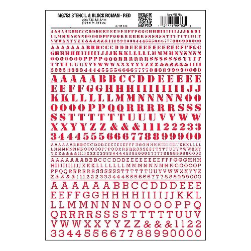 Woodland MG753 Buchstaben, Schablonen & Blockschrift, rot