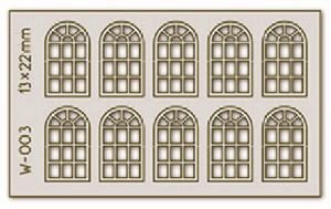 Proses PW-003 10 Stk. Sprossen-Bogenfenster 14-Scheiben H0
